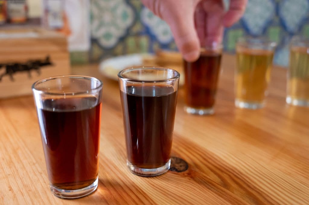 Vasitos con vino dulce de Málaga