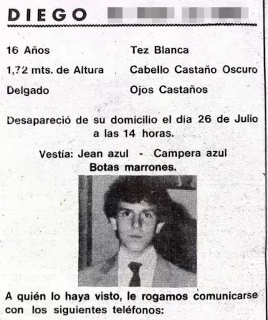 El reporte de extravío de Diego Fernández Lima en 1984