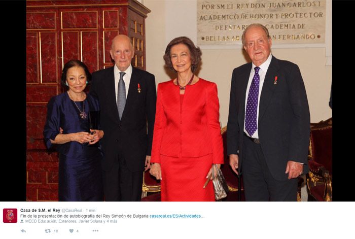 Don Juan Carlos y doña Sofía están unidos al rey Simeón de Bulgaria y a su mujer, Margarita Gómez-Acebo por una gran amistad
