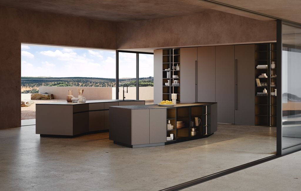 Moderna cocina con dos islas centrales