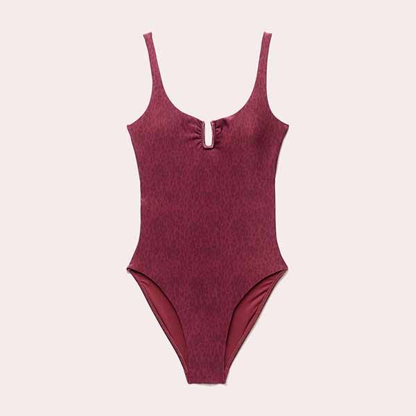 Bañador de Mujer con Detalle de Anilla Rosa Énfasis