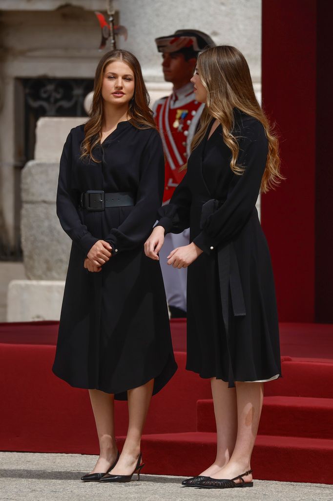 Princess Leonor and Sofia de Borbon during a official ceremony for Pope on occasion his official visit to Spain in RoyalPalace in Madrid on Saturday, 06 June 2026.