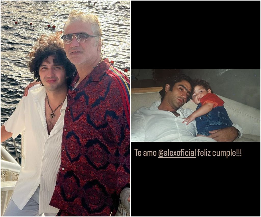 Emiliano felicitó a su papá con una foto de su infancia junto a él.