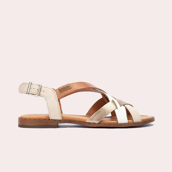 Sandalias Planas de Mujer de Piel en Color Crema Pikolinos