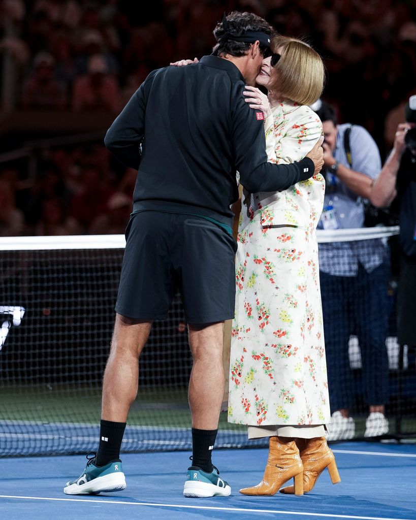 Anna Wintour fue uno de los rostros conocidos que no quisieron perderse el esperado regreso de Federer a Nueva York
