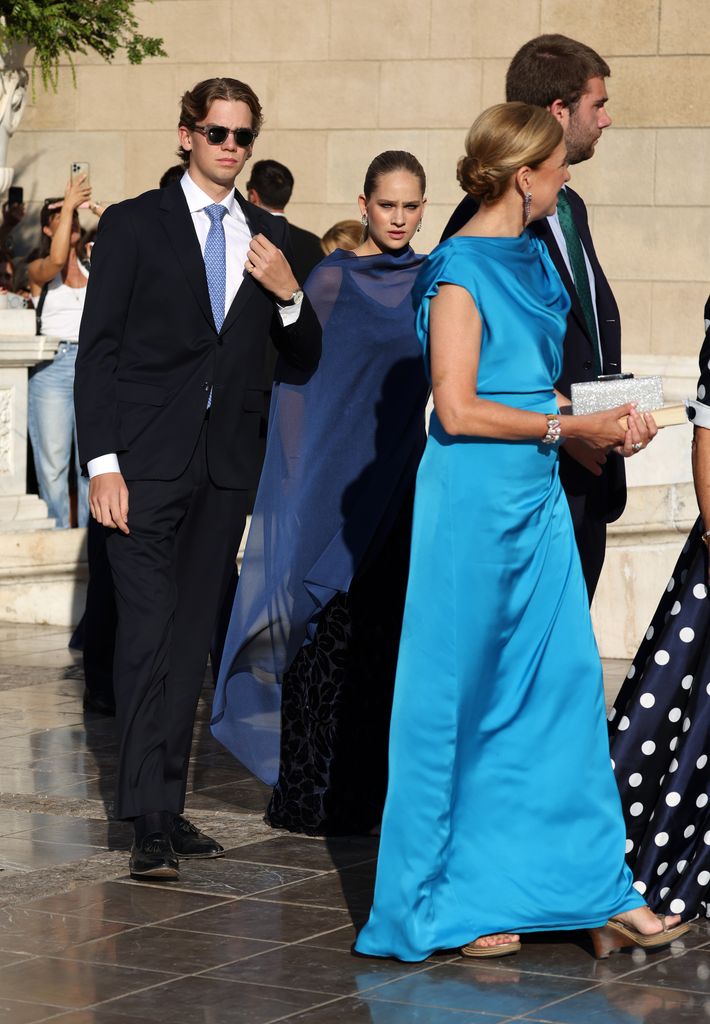 Miguel, Irene, Juan Urdangarin y la Infanta Cristina llegan a la Catedral de Atenas para asistir al enlace matrimonial entre Teodora de Grecia, cuarta hija del Rey Constantino II de Grecia, con Matthew Kumar, a 28 de septiembre de 2024, en Atenas (Grecia)