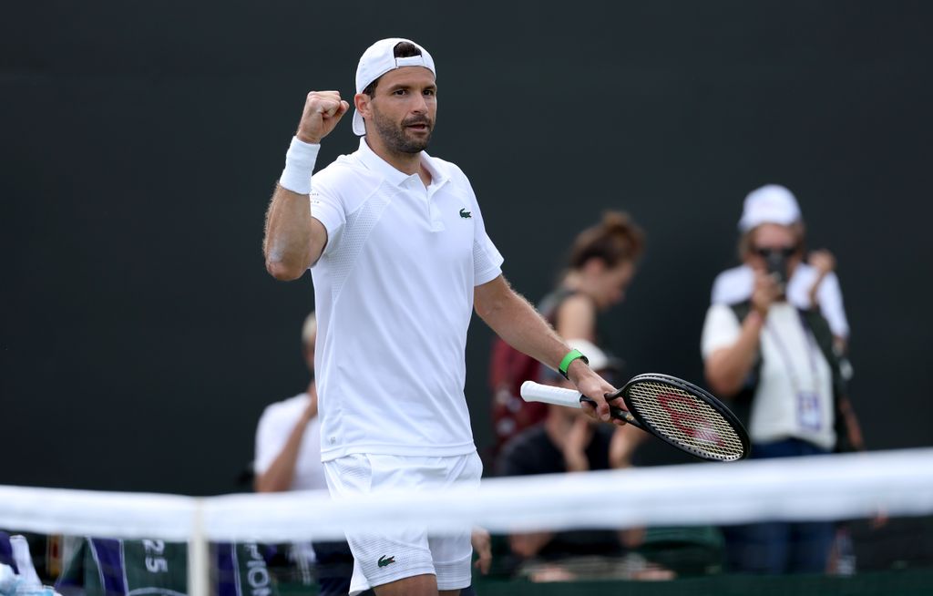 Grigor Dimitrov derrotó a Corentin Moutet en Wimbledon 2025. 