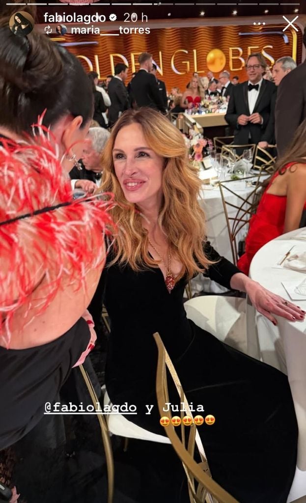 Fabiola Guajardo en su primer acercamiento con Julia Roberts.