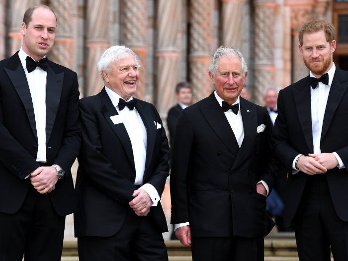 Carlos III con sus dos hijos, los príncipes Guillermo y Harry 