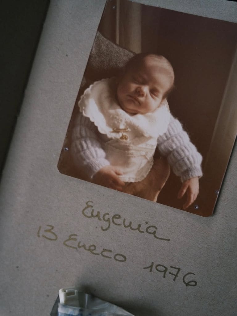 Eugenia Silva al poco tiempo de nacer 