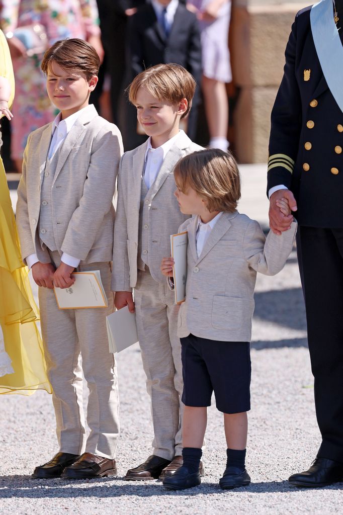 Alexander, Gabriel y Julian de Suecia, hijos de los príncipes Carlos Felipe y Sofia 
