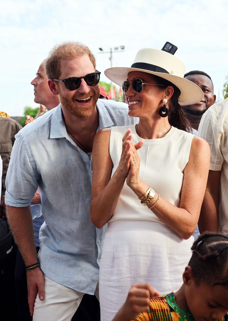El príncipe Harry y Meghan Markle en su visita a Cartagena, Colombia, en 2024.