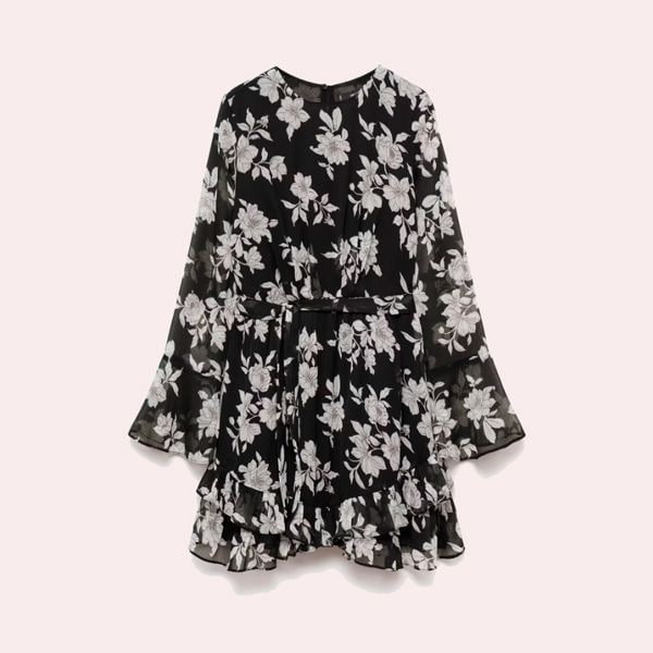 Vestido estampado floral volantes