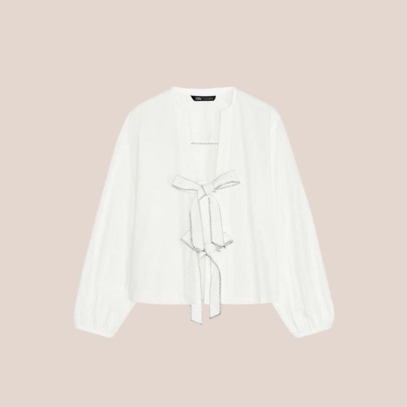 blusa blanca con lazos