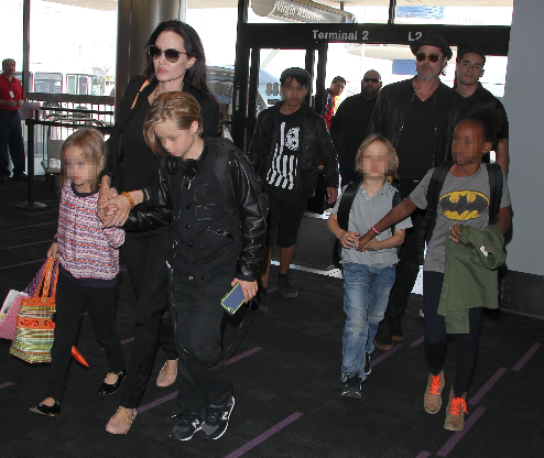 Angelina Jolie y Brad Pitt junto a sus hijos
