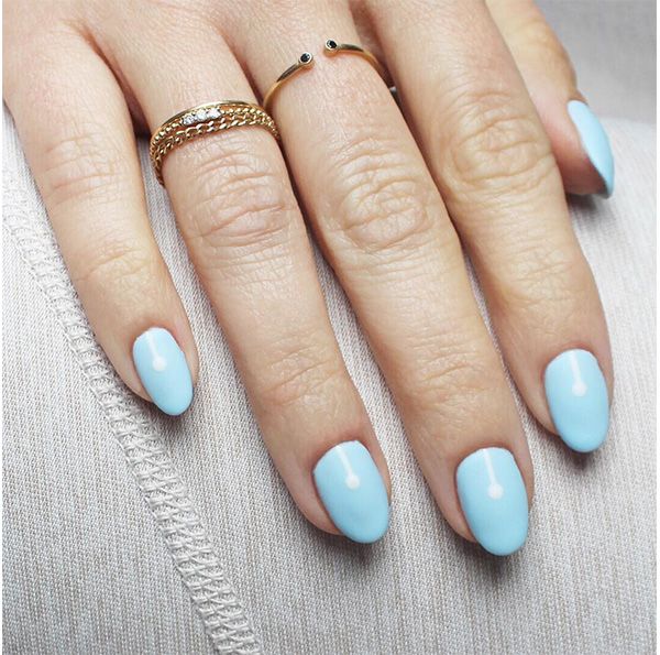 manicura navidad celeste