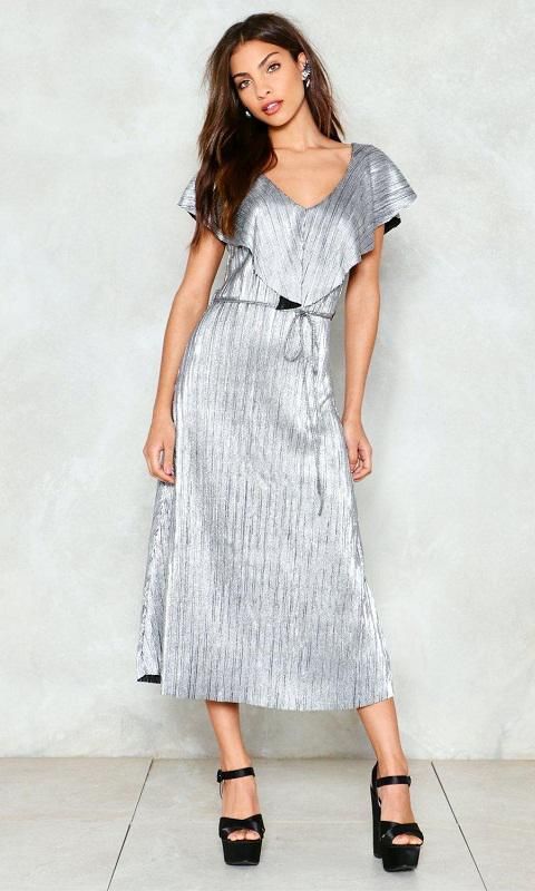 quicksilver metallic midi dress de nasty gal