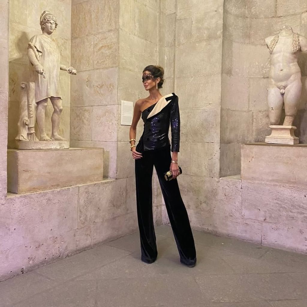 Inés Domecq con un diseño de Roberto Diz para la fiesta de máscaras de Tana Rivera