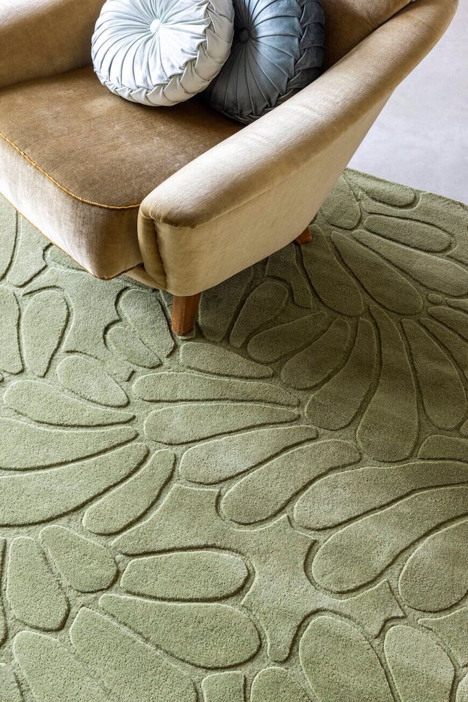 Alfombra de lana de color verde