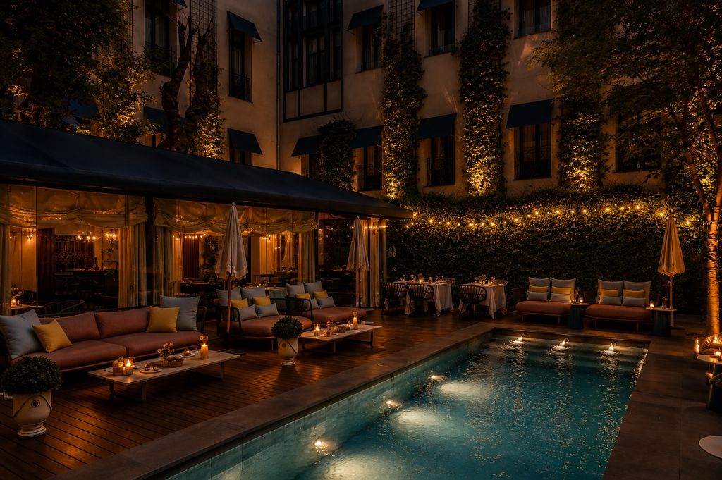 El patio del hotel CoolRooms, un oasis en el Barrio de las Letras