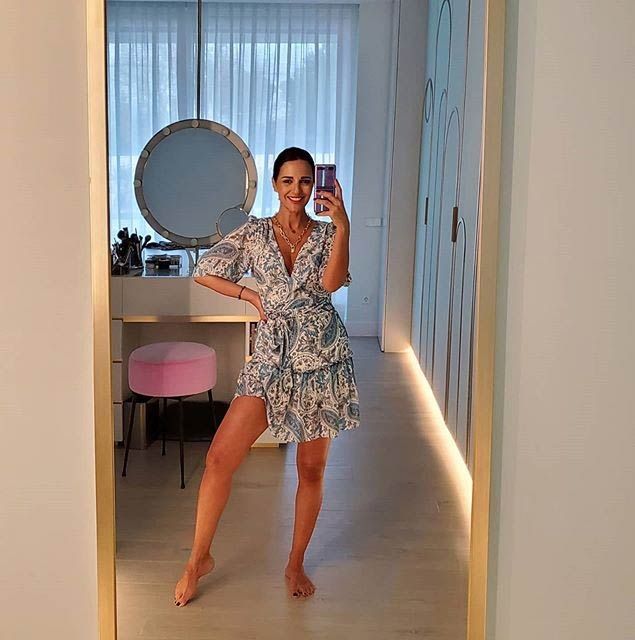 Paula Echevarría con vestido estampado