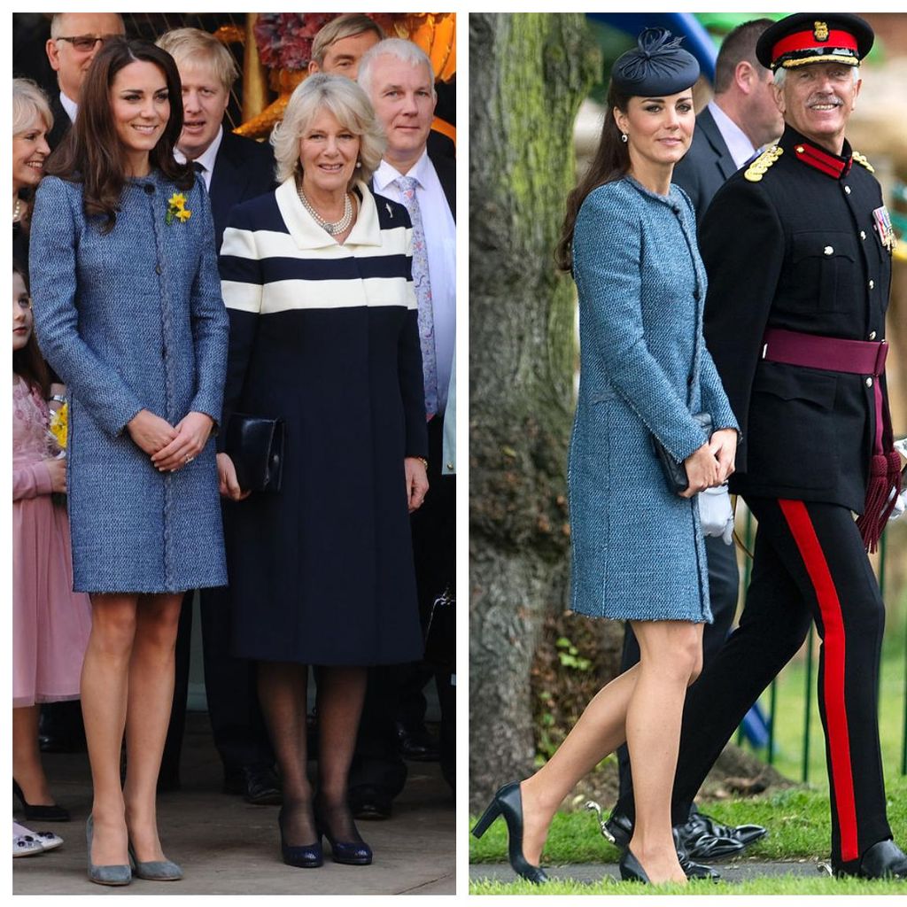 kate middleton con tweed coat gris de missoni