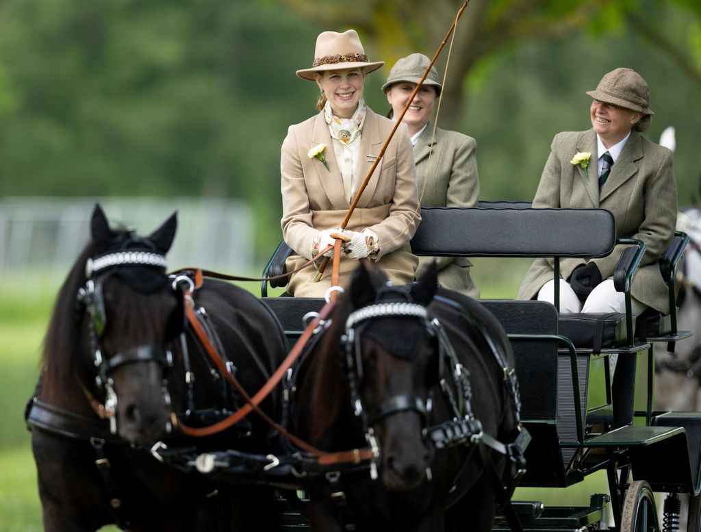 Plano medio de Luisa Mountbatten-Windsor en un coche de caballos