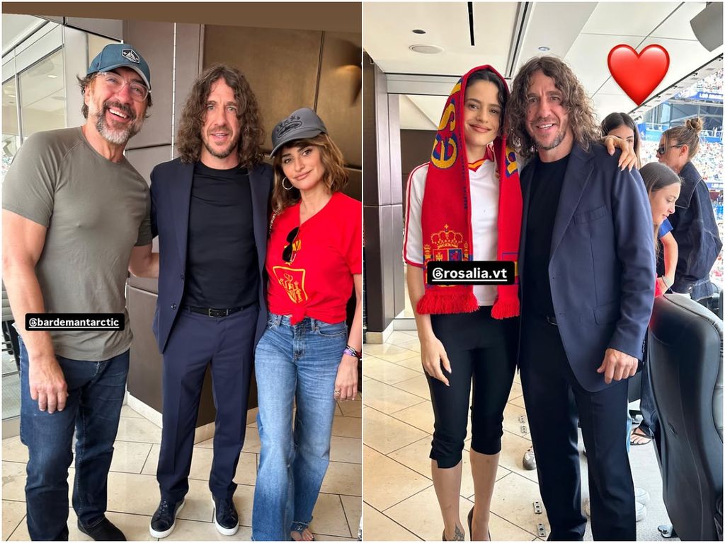 Carles Puyol junto a Javier Bardem, Penélope Cruz y Rosalía en el SoFi Stadium.