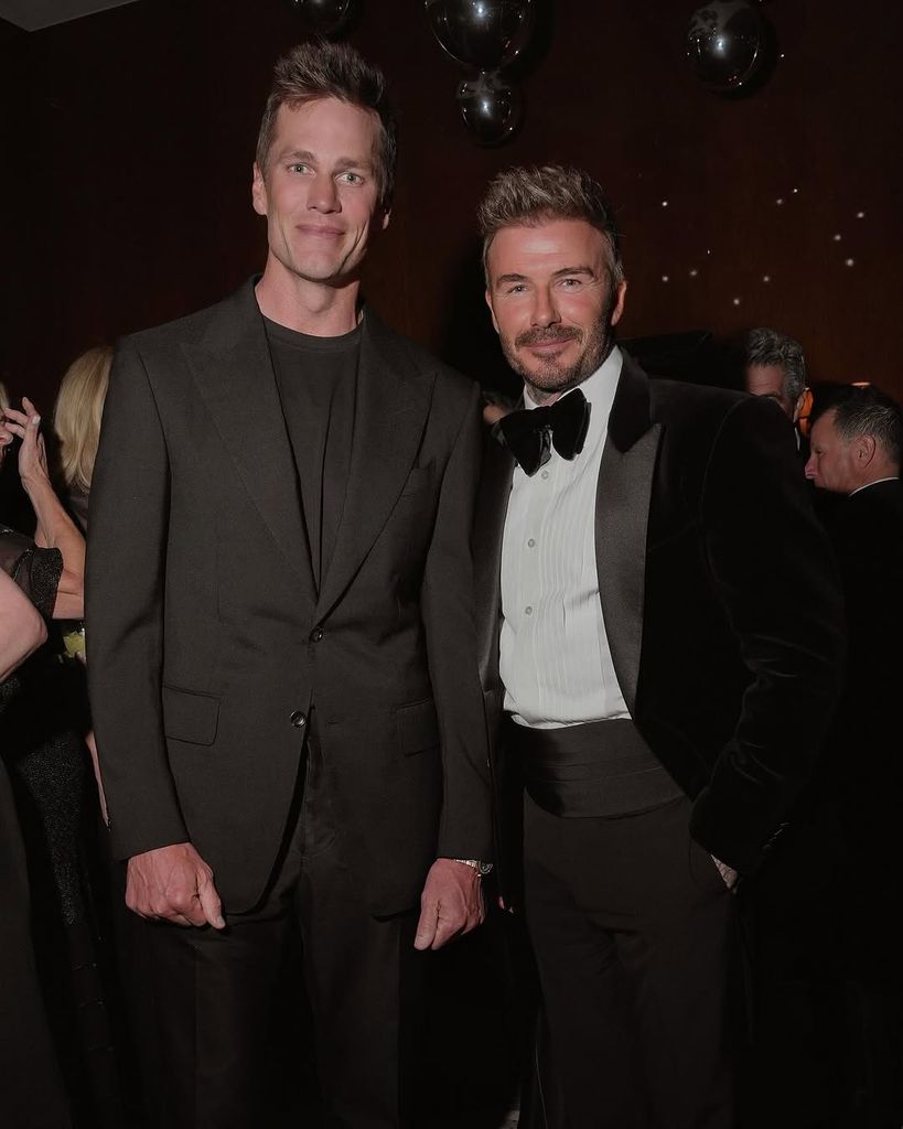 Beckham con Tom Brady, exmarido de Gisele Bündchen y exjugador de la NFL