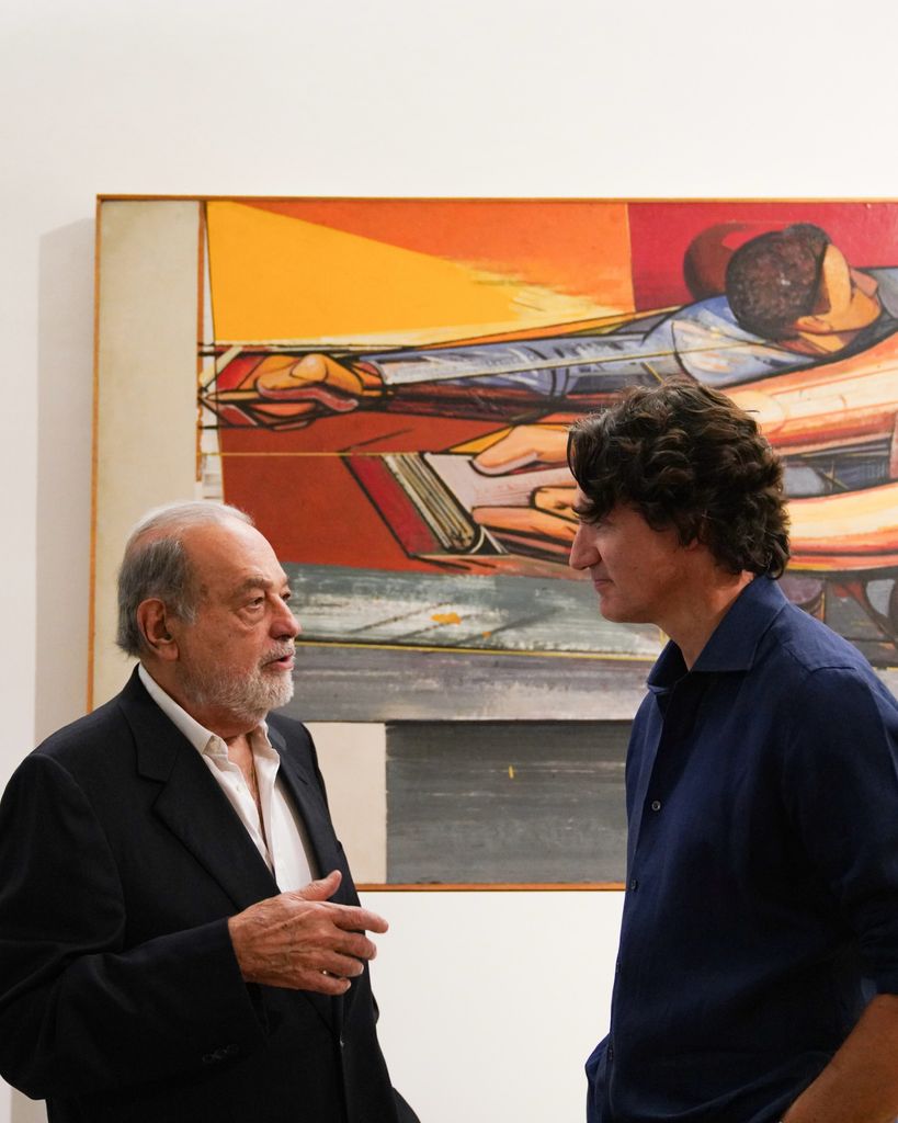 Carlos Slim y Justin Trudeau en el Museo Soumaya.