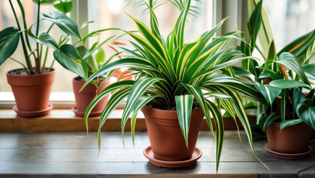 Planta malamadre (Chlorophytum comosum) en maceta
