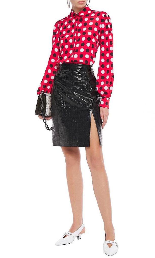 falda negra de vinilo con croc effect de msgm