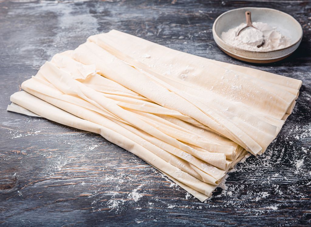Pasta filo, ingrediente fundamental para la elaboración de esta tarta.