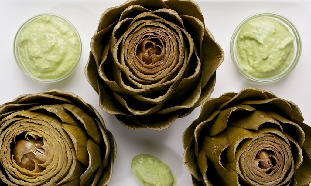 Steamed Artichokes With Saffron Yogurt Dip