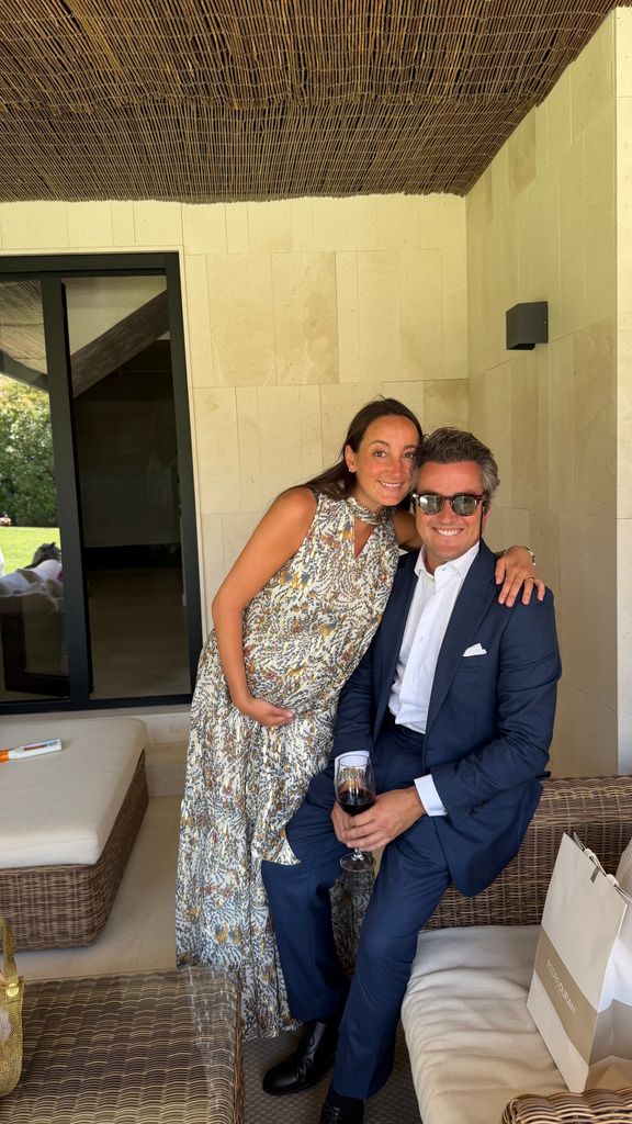 María Pombo en el bautizo de su hija Mariana