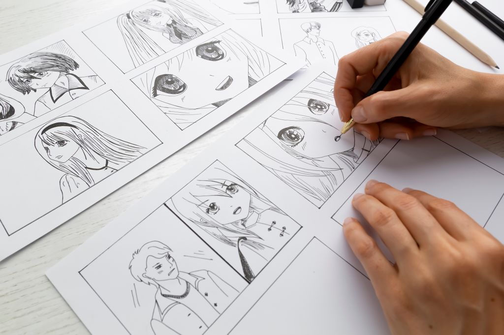 Adolescente pintando cómic en un campamento de verano