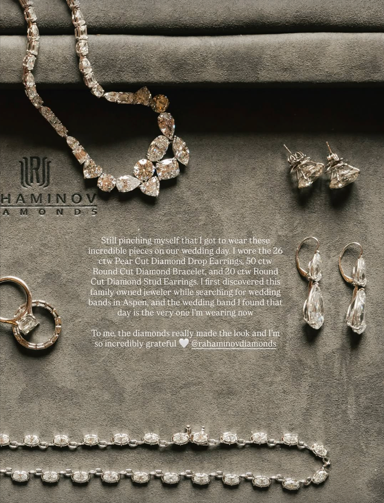 La empresaria compartió en sus redes sociales los detalles de las joyas que portó.