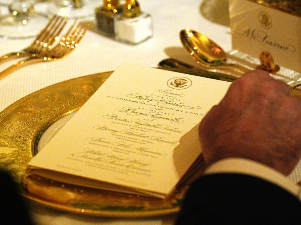 Detalle del menú de la cena de Estado. 