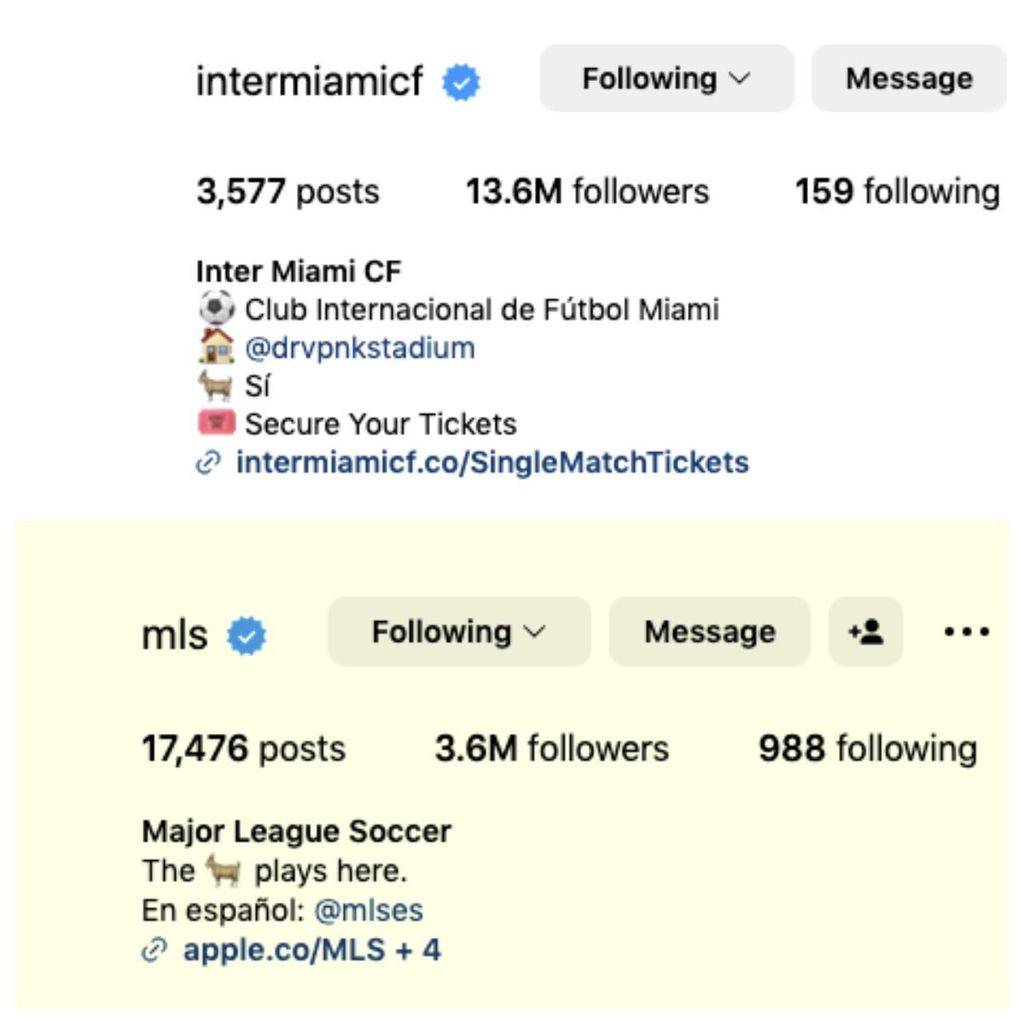 Lionel Messi y el inter de Miami en redes