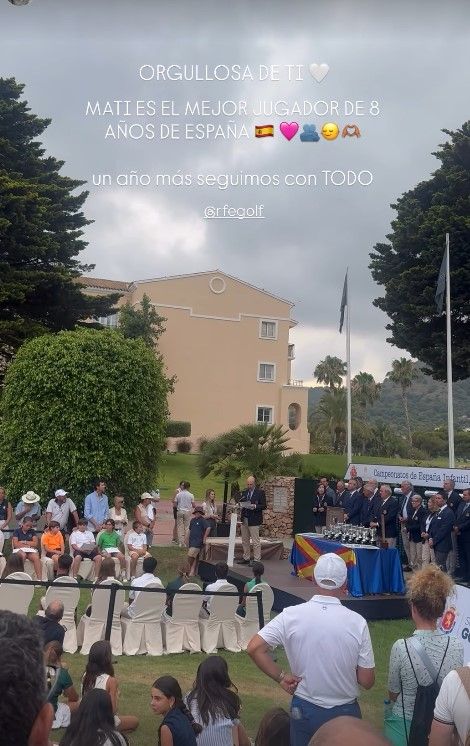Orgullosa de ti, las palabras de Laura M Flores de su hijo Matías, que acaba de ser galardonado como el mejor jugador de 8 años de golf de España