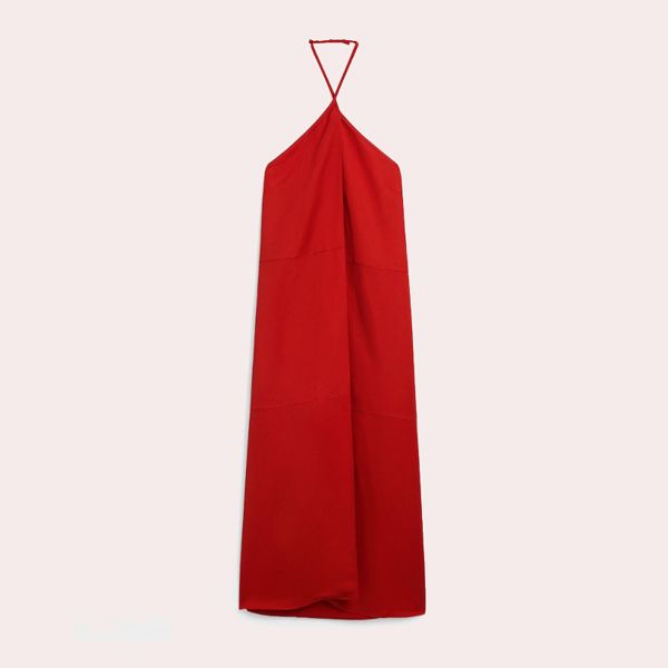 VESTIDO ESCOTE HALTER DETALLE PLIEGUE