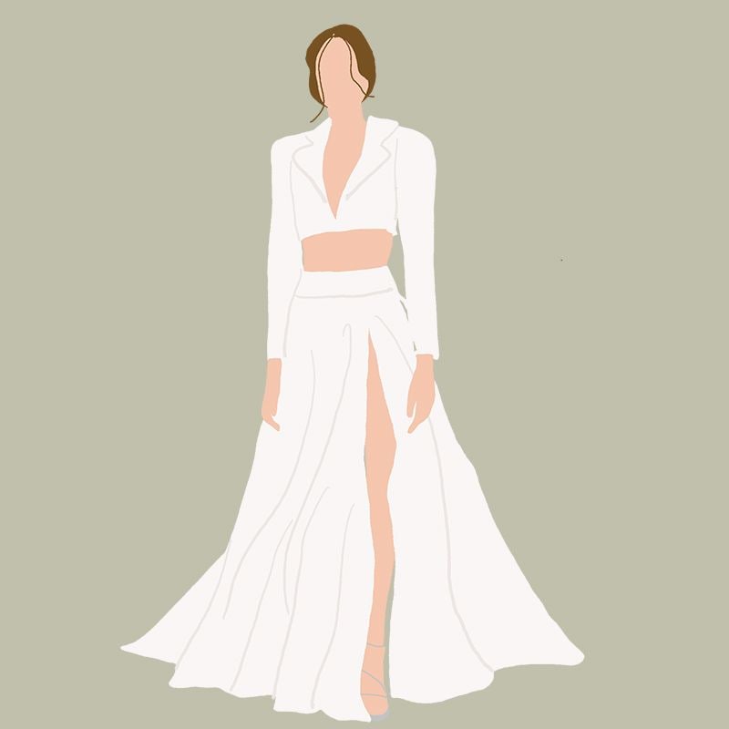 Look de novia moderno de dos piezas