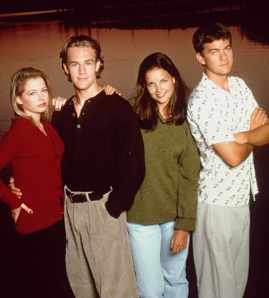 Michelle Williams, James Van Der Beek, Katie Holmes y Joshua Jackson, reparto de Dawson Crece, en 1997
