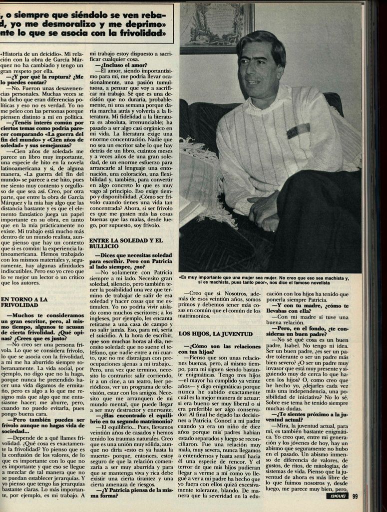 Isabel Preysler entrevistando a Mario Vargas Llosa