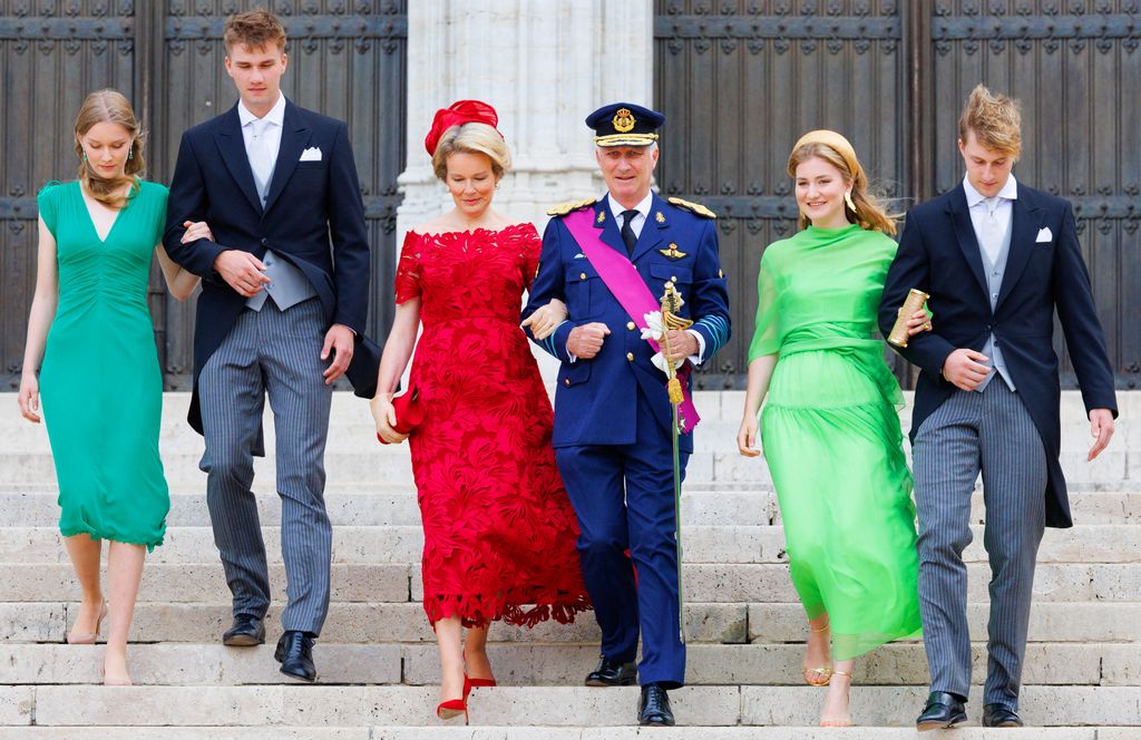 Los reyes Felipe y Matilde con sus hijos en el Día Nacional de Bélgica