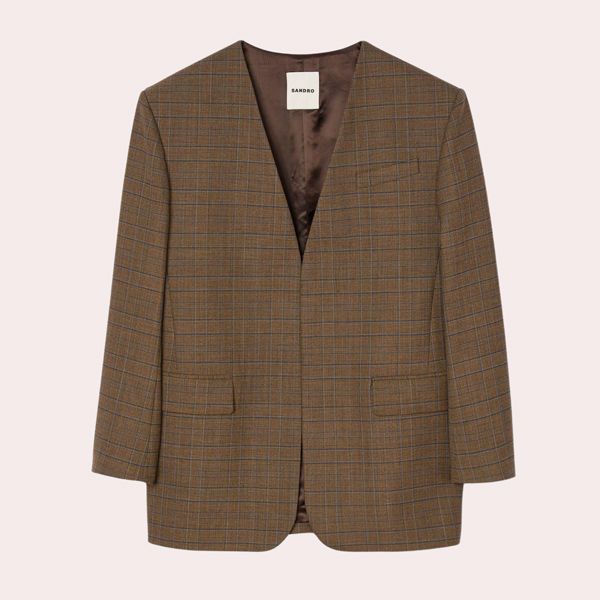 Chaqueta de mujer oversize a cuadros sin cuello