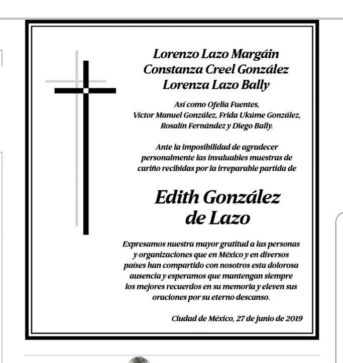 Mensaje del viudo de Edith González