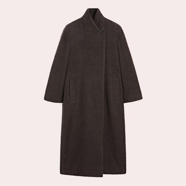 Abrigo largo cruzado acabado cepillado