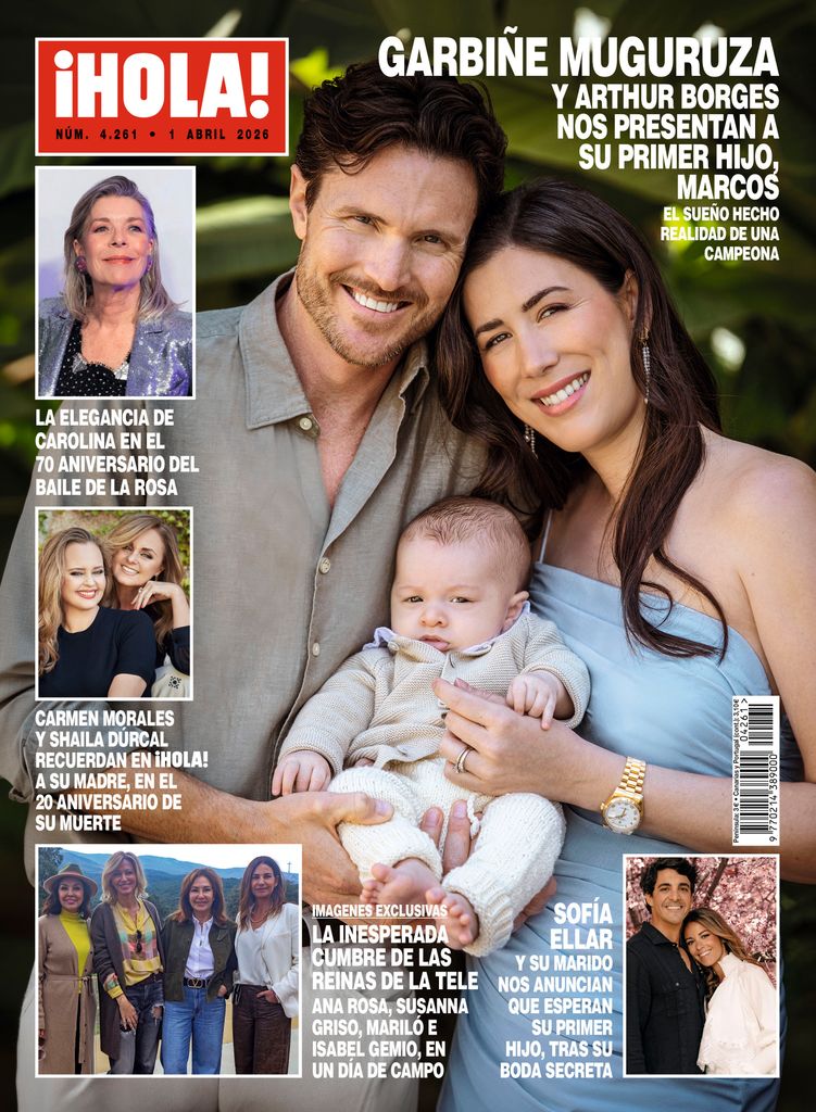 Garbiñe Muguruza y su marido, Arthur Borges, con su hijo Marcos