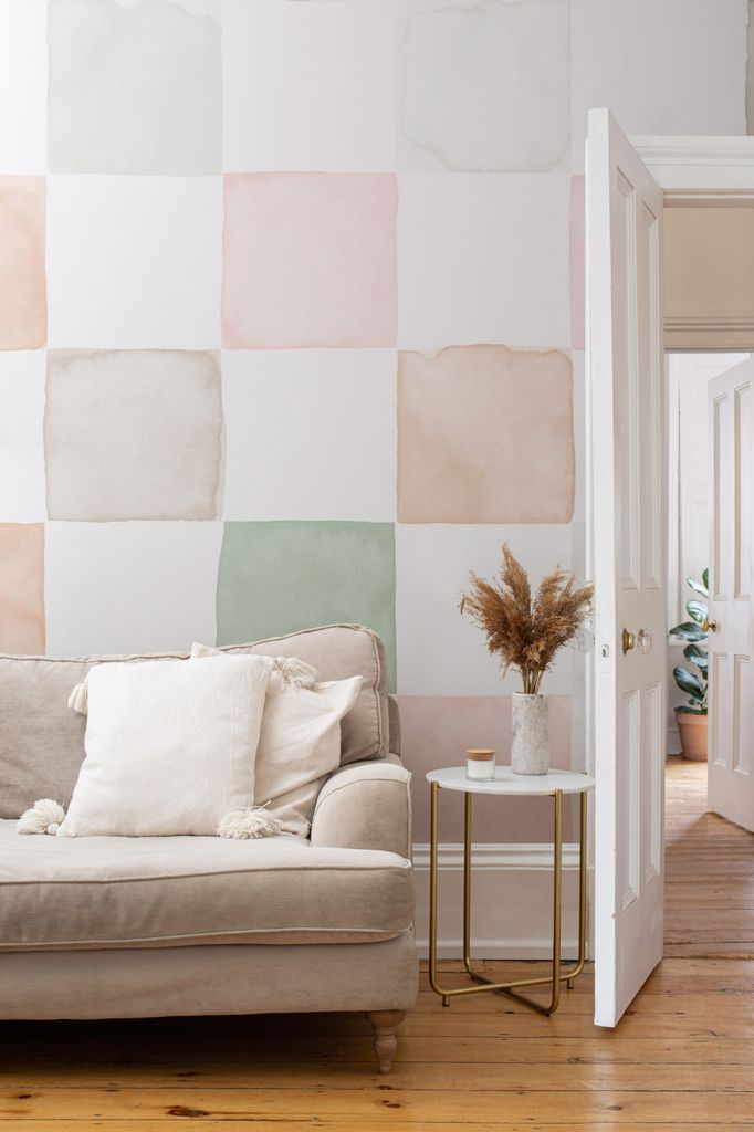 Pared decorada a cuadros